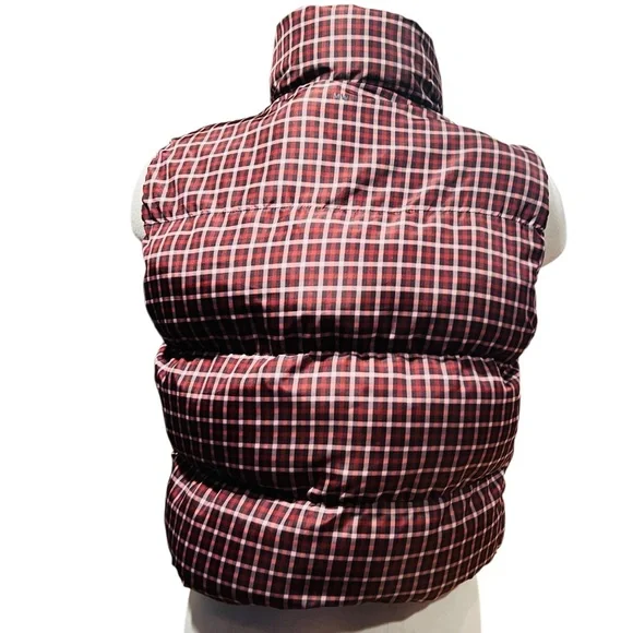 Madewell Cropped Puffer Vest in Plaid Size Medium